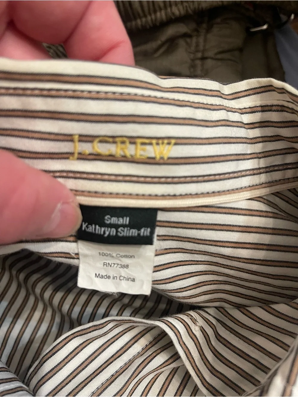 J. Crew Brown & White Vertical Stripe Button-Down Shirt